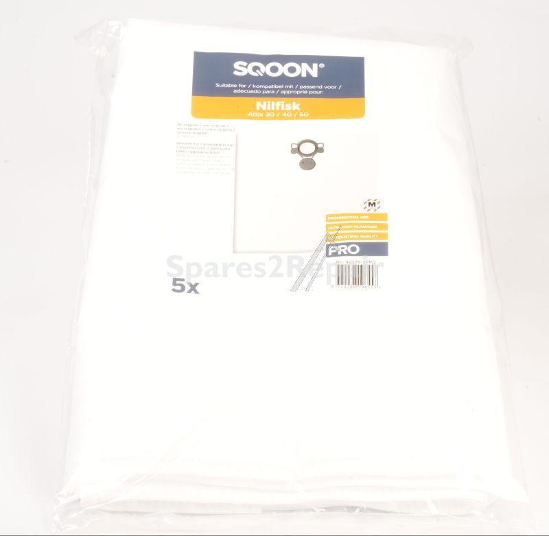 Sqoon Vacuum Cleaner Bags - 42279-5pro Vacuum Cleaner Bag 5 Pieces Alternative For Nilfisk 107419591 Attix 30-40-50 Series Pro
