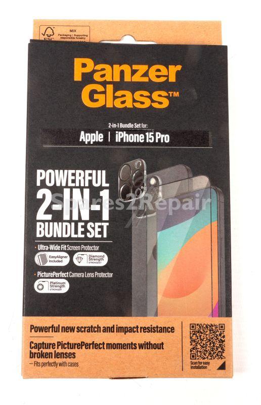 Panzerglass Display Protective Film - B1137+2810 Panzerglass 2-in-1 Pack Iphone 15 Pro Ultra-wide Fit With Easyaligner