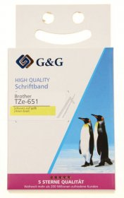 G&g Colour Cartridge - Ribbon Alternative To Tze-651, Black On Yellow
