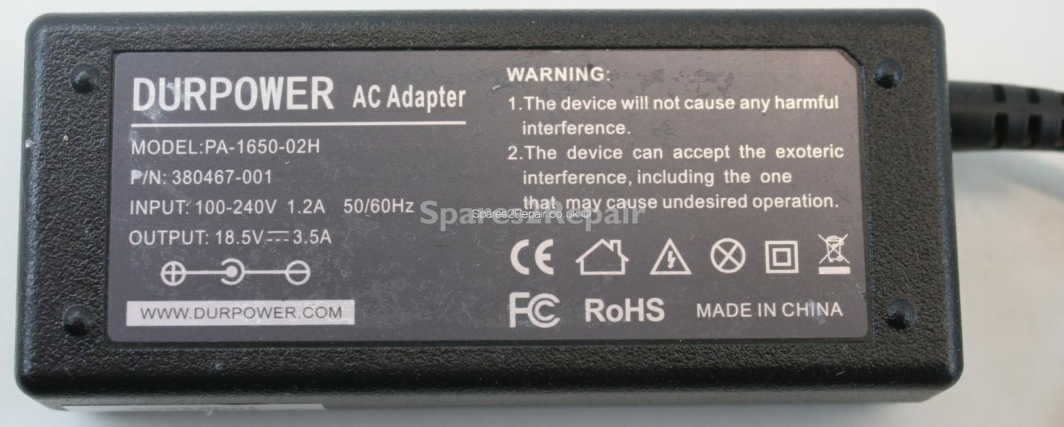 Durpower - Charger - PA-1650-02H - 380467-001 - 18.5V 3.5A