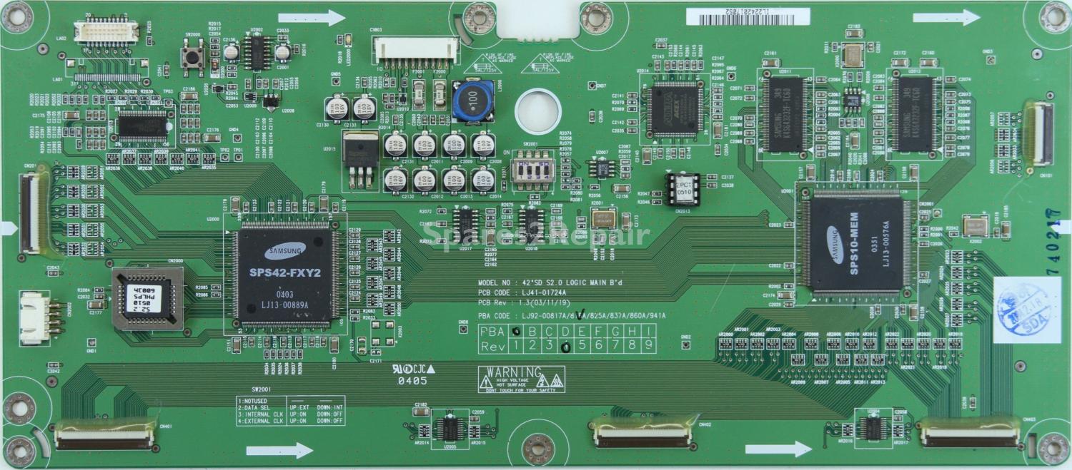 Philips 42PF9945/12 - Logic Ctrl - LJ41-01724A - R1.3 - LJ92-00818A - A4 - 42SD S2.0 LOGIC MAIN Bd